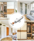 Beefy Push to Open Cabinet Latches for Doors and Drawers, Non Magnetic RV and Home Kitchen Storage, shown with wardrobes