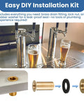 Heavy Duty Brass Drip Tray Drain Assembly With Self Draining Kit And Half Inch Outlet Dead Simple Mount, DIY installation kit with brass drain fitting and rubber washer.