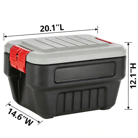 8 Gallon Heavy Duty Plastic Storage Bin With Lockable Lid Black Industrial Tote For Garage, Workshop, And Home Organization