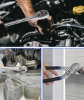 240-Piece Mechanic Tool Set With Heavy Duty Aluminum Toolbox in use for auto repairs and DIY projects, close-up views.