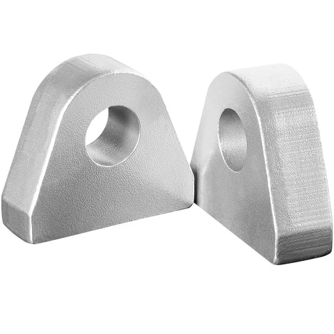 Heavy Duty Weld On Shackle Clevis Mounts 1 Inch Thick Steel Pack Of 4 With Beveled Base for Beefy Welds and Easy Install, shown in close-up