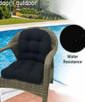 Overstuffed Waterproof Outdoor Chair Cushions Set Of 2 19x19 U Shaped Patio Cushions on wicker chair by pool
