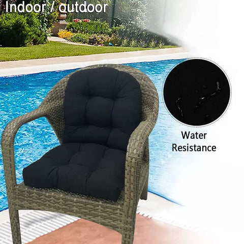 Overstuffed Waterproof Outdoor Chair Cushions Set Of 2 19x19 U Shaped Patio Cushions on wicker chair by pool