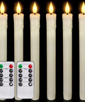 Flameless Taper Candles With Remote And Timer 6 Pack LED Battery Operated Flickering Ivory Candlesticks and remotes for decor