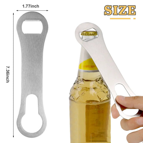 Two Pack V Rod Bottle Opener Set For Bartenders And Home Bar, 7.36 inch stainless steel opener opening a beer bottle