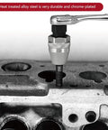 Damaged Bolt And Stud Extractor Tool For Removing One Quarter Inch To One Half Inch Studs With Grips And Adjustable Three Jaw Design LCGP installed on engine