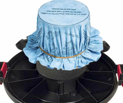 All In One Heavy Duty Wet Dry Vacuum Filter Replacement Kit For 5 Gallon And Larger Vacuums showing a blue dry filter installed.