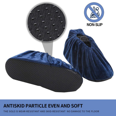 Must Have Reusable Non Slip Shoe Covers Set Of 5 Colorful Washable Thickened Boot Covers Navy Blue with antiskid soles