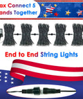 5 bundled sets of 4Th Of July 95Ft 240LED Red White And Blue String Lights with connectors and smart timer, patriotic design