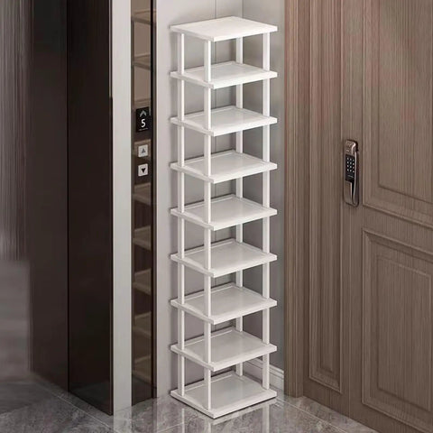 5 Tier Bamboo Shoe Rack Space Saver Vertical Organizer For Tight Spots In Small Spaces Tall Narrow Shelf next to door