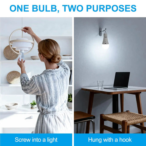 Rechargeable A19 Light Bulbs With Remote Control And USB Charging, Dimmable Battery Powered Bulbs With 3 Color Modes, wall use