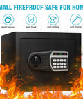 1.6 Cuft Home Safe Box With Fireproof Waterproof Bag Anti Theft Digital Keypad shown with keypad and fireproof features
