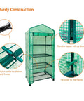 4 Tier Portable Greenhouse Kit With Casters And Roll Up Zipper PE Cover For Indoor Outdoor Seedlings And Plants, sturdy frame