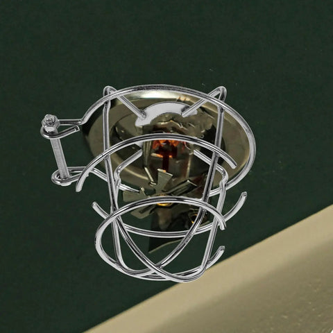 Rock Solid Fire Sprinkler Head Guard Cage Pair With Slick Protective Cover mounted on ceiling for 1 2 and 3 4 inch flush sidewall mounts.