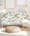 Blue Hydrangea Floral Peel And Stick Wallpaper For Bathroom And Bedroom Vinyl Self Adhesive Wall Covering 17.7 Inch shown in living room.