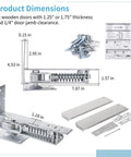 Double Action Self Closing Door Hinge With Cover Plates, Beefy Stainless Steel Pivot For Wood Doors, dimensions with parts