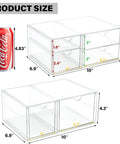 Clear Acrylic Makeup Drawer Organizer Set Of 2 With Six Drawers, Stackable Vanity And Desk Storage, size comparison to soda can