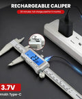 Charging Six Inch Digital Caliper with Rechargeable Battery Backlit LCD Screen Stainless Steel Measuring Tool for DIY Use