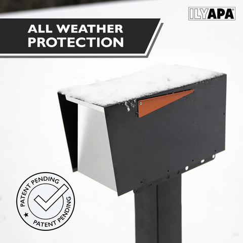 Modern Outdoor Mailbox With Post Mount In Black And White Powder Coated Steel Weatherproof Corrosion Resistant Hinges Magnetic Door