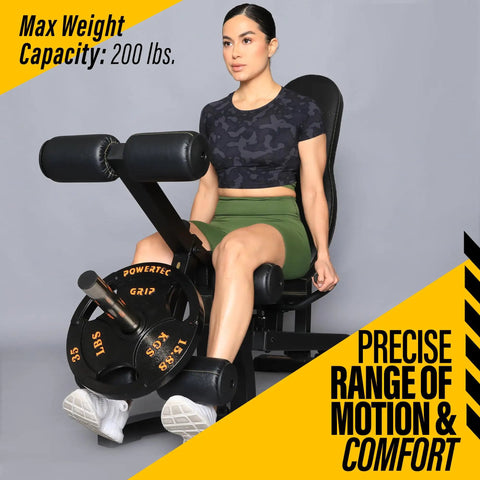 Woman using Leg Lift Curl Attachment for Your Workout Bench with 200 lb Capacity Leg Extension and Curl Combo for Home Gym