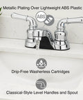 Lynden Bathroom Sink Faucet With Chrome Finish, dual levers for quick temperature and water pressure, elegant arc spout