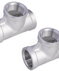 Three Quarter Inch NPT Tee Stainless Steel 304 Female Pipe Fitting, Three Way Cast Hose Fitting For Gas Oil Water Lines, Pack Of Two