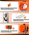 Portable Mini Manual Chain Hoist Quarter Ton 550 Lbs Capacity, 10 Ft Lift, 10.2 Inch Headroom, Lightweight Industrial Block