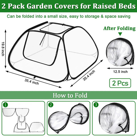 Two Pack Garden Bed Covers For 6x3 Ft Raised Beds With Zippered Openings On Sides And Top Insulated Greenhouse Style Plant Protectors For Seedlings Vegetables And Fruits Winter Frost Protection For Garden Rows