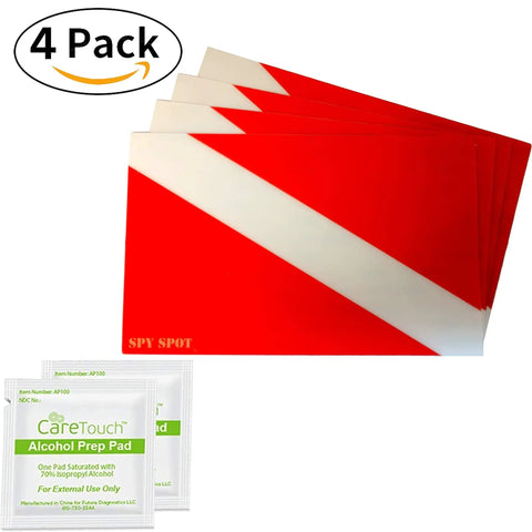 4 pack diver down flag sticker set with alcohol prep pads, Show Off Your Diver Pride With A 4 Pack Diver Down Flag Sticker Set Durable Weatherproof UV Resistant Heavy Duty Vinyl Decals For Cars Boats Dive Gear Laptops Helmets Coolers And More visible