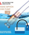 No Hassle Five Foot Three Quarter Self Priming Siphon Hose For Gas And Water Transfer Heavy Duty Shaker Pump in use with water.