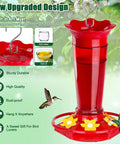 10 Oz Glass Hummingbird Feeder Set Two Pack For Outdoors Hanging Red Ant And Bee Proof With Six Feeding Ports