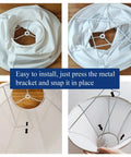 Assembly process of Double Lamp Shades Set with metal bracket installation steps.