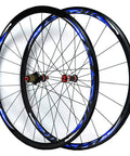Beast 700C Carbon Wheelset For Road Bikes With 30mm Matte Black Rim Double Wall Aluminum Quick Release Hubs, front and rear view
