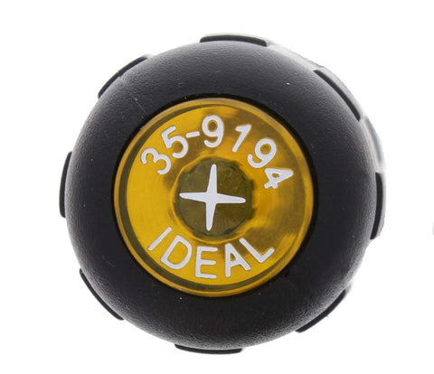 Close-up of IDEAL 35-9194 insulated tool handle, designed for safety in electrical work with a durable black grip.
