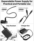 5V 1A Power Supply With 10 Interchangeable Jacks compact black DC adapter with 5.0ft cord and plug size