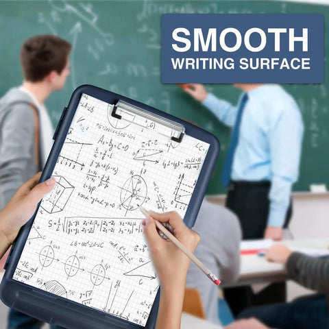 Clipboard with Storage and Pen Holder 8 Point 5 by 11 Inch Clip Board Plastic Organizer Case for Letter Paper in classroom.