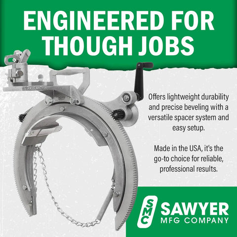Open Frame Pipe Saddle Cutter For Beveling Torch Guide with lightweight design and versatile spacer for precise beveling.