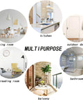 Image showing multipurpose usage of spaces like dining room, kitchen, outdoor door, reading room, balcony, and bathroom.