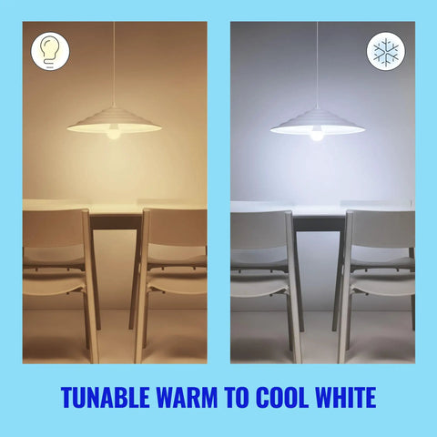 100W Equivalent A19 LED Smart Light Bulb Tunable White With Wi Fi Connectivity E26 Base Control By Voice Or App And Motion Activated SpaceSense For Matter Compatible Smart Home warm and cool white hanging lamp comparison