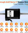 YEJMKJ through-shaft NEMA 17 side-view stepper motor with T8 lead screw, black housing and visible label