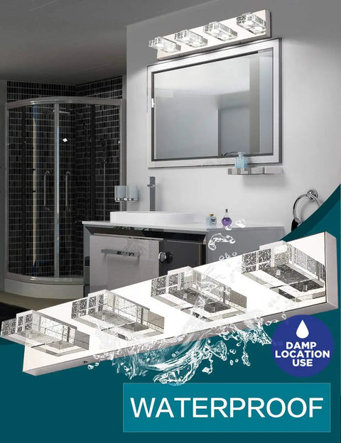 Three Light LED Vanity Light Fixture For Bathroom Dimmable 4500K White Glow 16W Energy Efficient installed over mirror