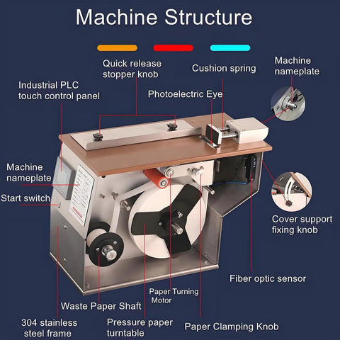 Straight Up Durable Corner Sealing Labeling Machine, Semi Automatic Right Angle Applicator Built To Last, Zero Hassle Desktop Workstation For Cosmetics Food Gift Boxes, Cranks Out 30 To 60 Labels Per Min showing internal components like PLC touch panel and stainless steel frame.