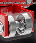 Beefy Heavy Duty Industrial Machinery Mover With Reinforced Steel Machine Skates And Sturdy Pull Handle For Smooth Shop Floor Equipment Transport At Fifteen Ton Capacity Set Of Six close-up of double-bearing wear-resistant casters.