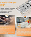 Heavy Duty Stainless Steel Soft Close Drawer Slides Full Extension Smooth Glide Cabinet Hardware 10 Inch Pair showcasing hydraulic damper design.
