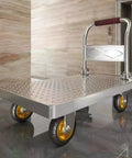 Heavy Duty Folding Hand Truck 500kg Capacity Workhorse Trolley With Wheels For Warehouse And Garden Portable Folding Platform Cart For Easy Storage And Smooth Maneuverability Available In 60x40cm 73x48cm And 90x60cm, silver platform