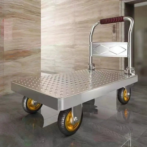 Heavy Duty Folding Hand Truck 500kg Capacity Workhorse Trolley With Wheels For Warehouse And Garden Portable Folding Platform Cart For Easy Storage And Smooth Maneuverability Available In 60x40cm 73x48cm And 90x60cm, silver platform