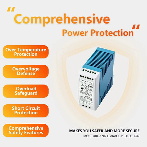Rugged 60W DIN Rail Power Supply 48V 1.25A With Ultra Wide 85-264VAC Or 120-370VDC Input Class I Div 2 T4 Hazardous Location Certified Industrial Automation Power Solution For Fluctuating Mains, blue metal unit