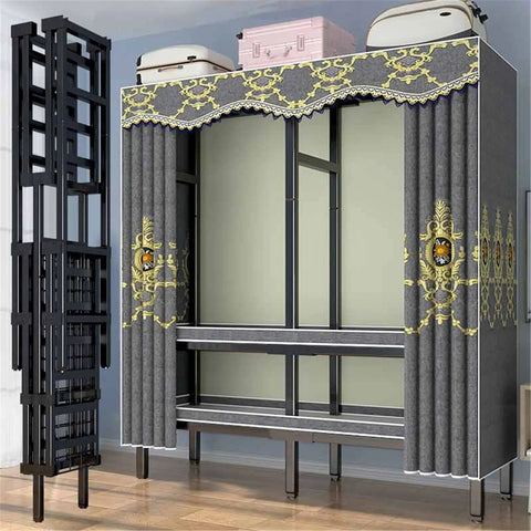 Heavy Duty Portable Fabric Wardrobe Featuring Top Notch Carbon Steel Frame And Zero Hassle Instant Assembly for extra tall storage with foldable design.