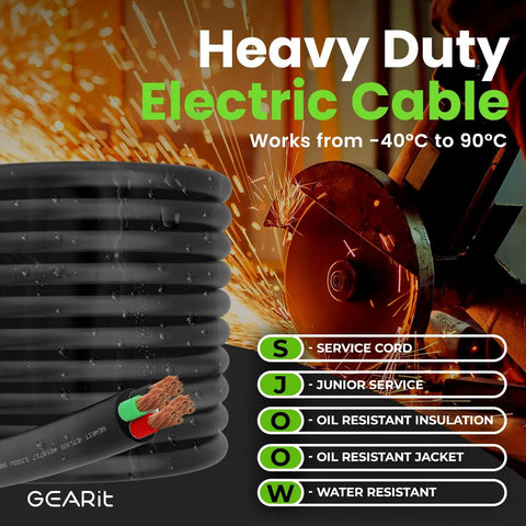 12 AWG 4 Conductor Flexible SJOOW Portable Cord 25 Ft Copper Power Cable For Generators And Machinery Heavy Duty Built Tough For Motor Leads And Control Wiring 300V Rugged Flexible Copper Construction For Portable Power