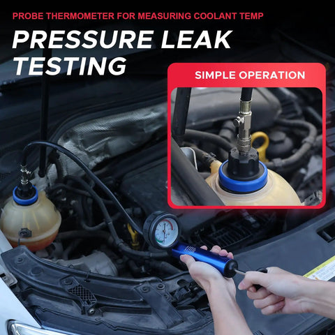 Zeajsru Coolant Pressure Test Kit For Radiator With Hand Pump Gauge Adapter Thermometer Hose And Case 18 Piece Set For Car Leak Detection Repair And Maintenance Service Diagnostic Tool